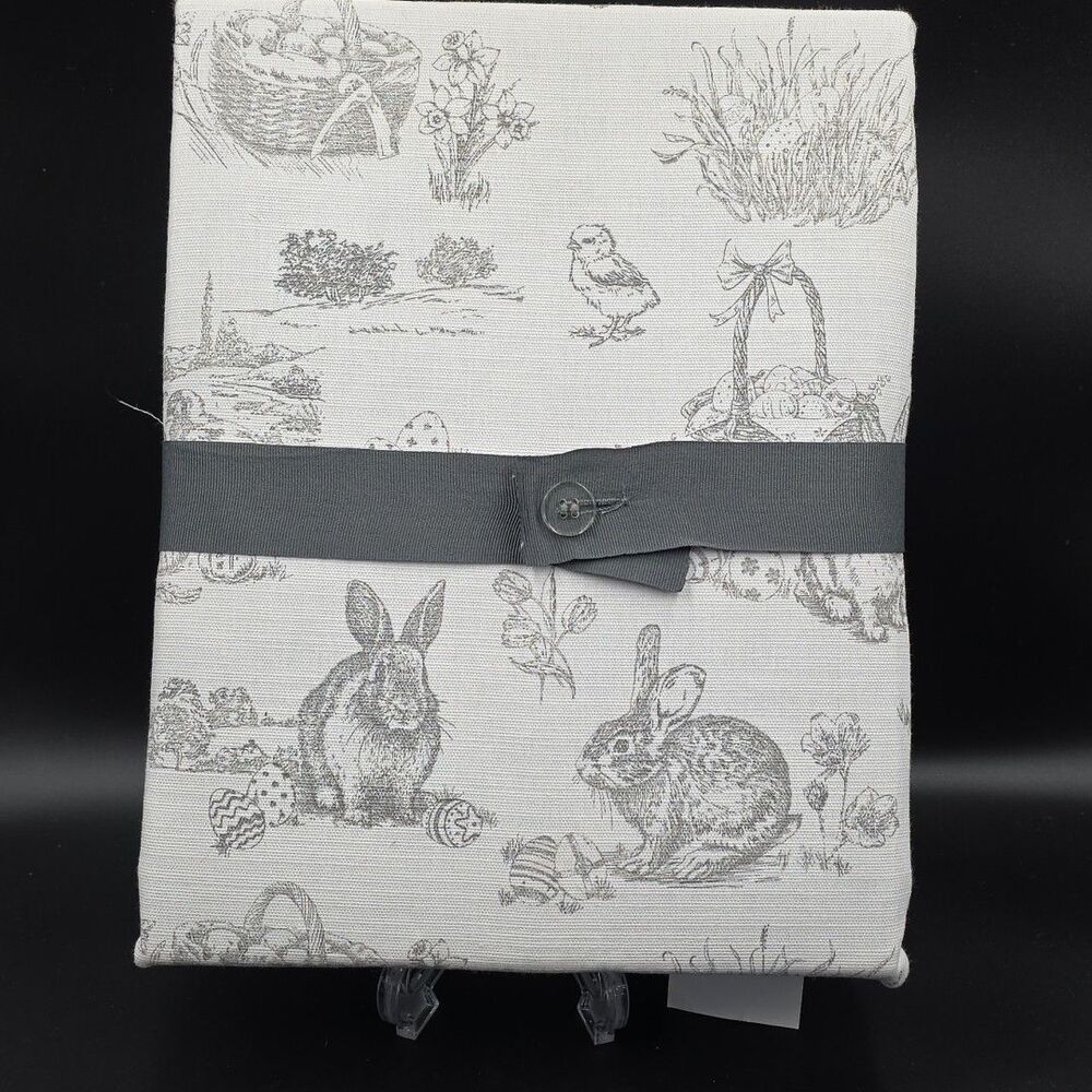 Bunny Tales Easter Tablecloth Spring Rabbit Toile Cotton Oblong 60x102 NIP - Picture 7 of 10
